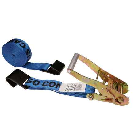 US CARGO CONTROL 2" x 30' Blue Ratchet Strap w/ Black Flat Hook 5030FH-BLU